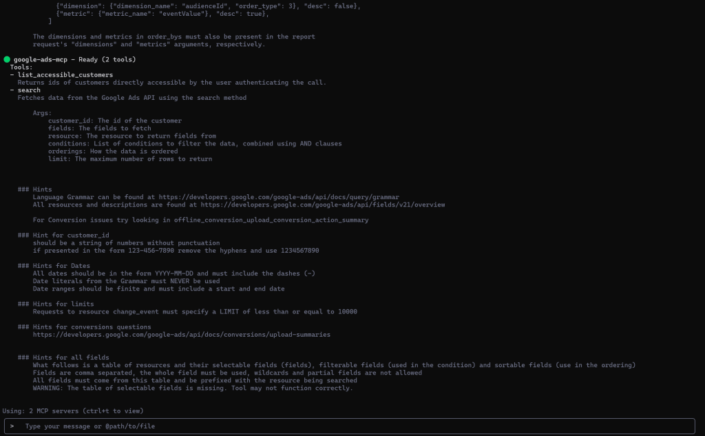 Use the /mcp schema request to see a detailed breakdown of the list of criteria you can use in queries